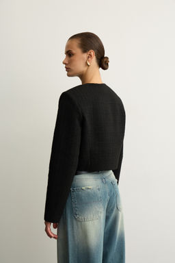 Жакет укороченный из твида с клапанами - Mollis фото 4