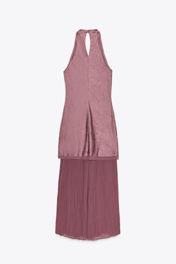 PLEATED CONTRAST MIDI DRESS - Zara фото 6