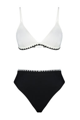 TRENDYOLMILLA Siyah-Beyaz Ucgen Nak?sl? Yuksek Bel Regular Bikini Tak?m? TBESS24BT00127  фото 6