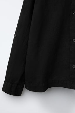 CAMISA 100% LINO MANGA AJSUTABLE / Negro - Zara фото 4
