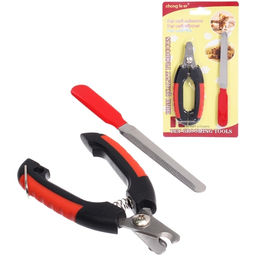 Цена за 2 шт. Набор для груминга "Ухоженный Бро", когтерез и пилка, цвет черный/красный (блистер U)