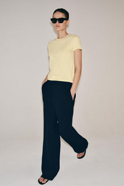 CAMISETA ALGOD?N FLAM? / Amarillo pastel - Zara фото 4