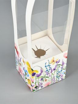 Цена за 5 шт. Коробка для цветов складная Цветы, 10?45?10 см