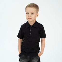 Футболка поло детская черная 659 (140, 72)