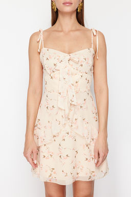 Pudra Cicekli A-line Sifon Astarl? Mini Dokuma Elbise TWOSS24EL00791 - Trendyolmilla фото 4