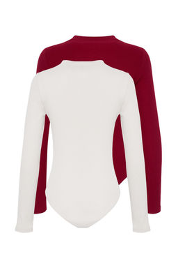 Trendyolmilla Siyah-Beyaz 2li Paket Slim C?tc?tl? Dik Yaka Fitilli Esnek Orme Body TWOAW23BD00030 фото 7