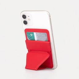 Картхолдер на телефон, искусственная кожа, цвет красный