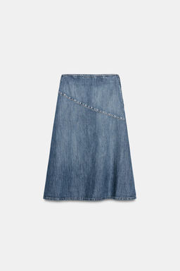 TRF STUDDED DENIM SKIRT - Zara фото 6