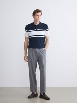 Polo Yaka K?sa Kollu ?izgili Erkek Triko Kazak