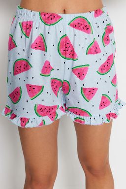 Trendyolmilla Pembe %100 Pamuklu Karpuz Desenli F?rf?rl? Sortlu Orme Pijama Tak?m? THMSS21PT0670 фото 7