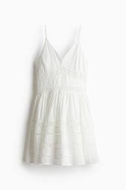 Vestido de algod?n con inserciones de encaje