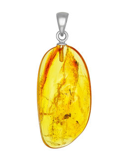 Подвеска-капля из натурального лимонного янтаря с красивой текстурой