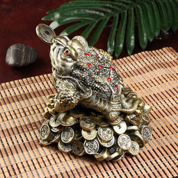 Нэцкэ фигурка «Денежная жаба с монетой на горе монет», полистоун, под бронзу, 16.2×19×16.5 см