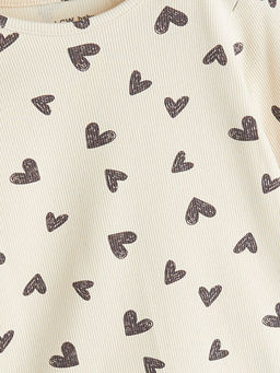Kalp Bask?l? K?z Bebek Pijama Tak?m?