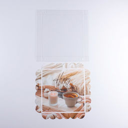 Цена за 5 шт. Коробка для печенья, кондитерская упаковка с PVC крышкой, «Уютный вечер», 21 х 21 х 3 см