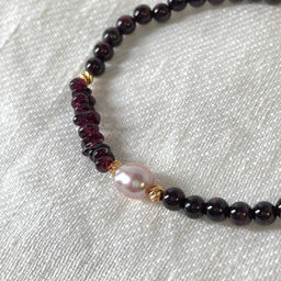 Браслет из Граната и Жемчуга - Радуга самоцветов фото 2