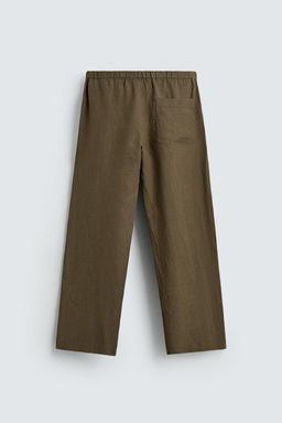 PANTAL?N RELAXED FIT 100% LINO / Khaki oscuro