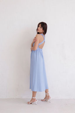 Платье с перекрещенными бретелями голубое - Martichelli фото 10