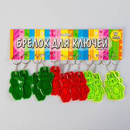 Цена за 12 шт. Брелок пластик светоотражающий "Зайчик - Привет!" МИКС 6,7х4,1 см