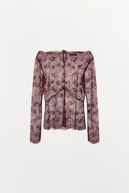 SEMI-SHEER LACE BLOUSE - Zara фото 6