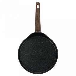 Сковорода блинная с антипригарным покрытием "Terra" д24см, h4,3см, s2,6мм, дно s3,1мм, кованный алюминий, бакелитовая ручка с покрытием "soft-touch", имитирующим текстуру дерева, "Regent" (Китай) Подходит для всех видов плит, включая индукционную.
