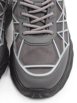 03-33081BK-7 GREY Кроссовки мужские (натуральная кожа (нубук), текстиль)