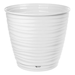 "Saffron" Горшок для цветов пластмассовый 1,5л, д14,6см, h13,5см, с поддоном, белый (Россия)