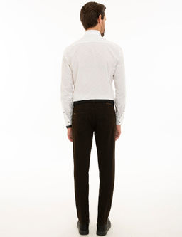 Koyu Kahverengi Slim Fit Kanvas Pantolon