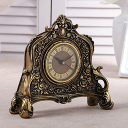 Часы настольные интерьерные каминные, 21×19×6.5 см, d=7 см, золото