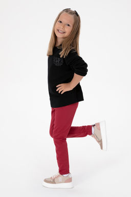 K_z _ocuk Siyah Simli Bask_ Detayl_ Bisiklet Yaka Basic Sweatshirt Sepette S_rpriz _ndirim - U.s. polo assn фото 3