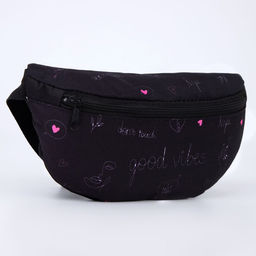 Сумка на пояс Good vibes, 32х8х15 см, отд на молнии, чёрная - Nazamok фото 3