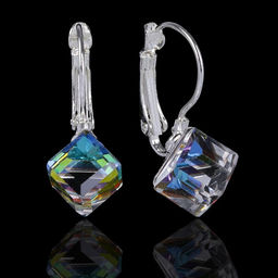 Серьги со стразами «Радужный день» кубик, миксы