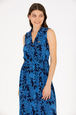 Kad_n Lacivert Dokuma Elbise