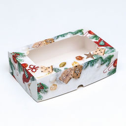 Цена за 5 шт. Коробка подарочная складная с окном «Новогодние подарки», 25×15×7 см