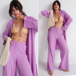 9540 Костюм из кимоно и брюк-палаццо сиреневый - Martichelli фото 2