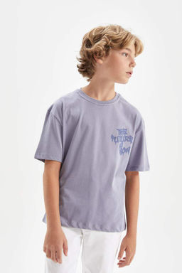 Футболка оверсайз с круглым вырезом и принтом для мальчиков с короткими рукавами - Defacto фото 5