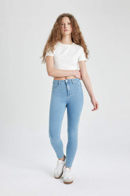 Узкие джинсовые брюки длиной до щиколотки с высокой талией и джеггинсом - Defacto фото 4