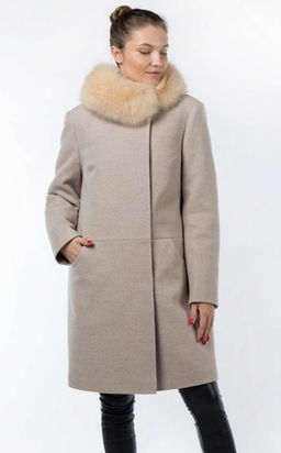 Мех натуральный (песец) Пальто утепленное Синтепон 200 г