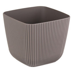 Кашпо для цветов пластмассовое Пиканто 1,8л, 15х15х13см, поддон на защелках, французский серый (Россия)
