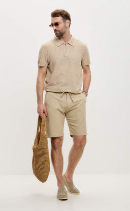 Шорты лен F511-0960-1 d.beige