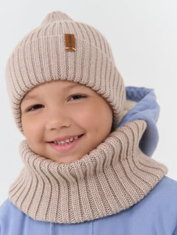 Снуд из смесовой шерсти Ваниль вертикальная вязка - Bungly фото 2