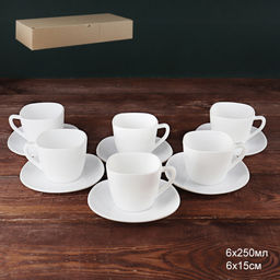 Чайный набор 12 предметов 250 мл белый квадратная форма А / FXB220/FBD220-6A (WHITE ) /уп.8/ картон - Галеонтрейд фото 12