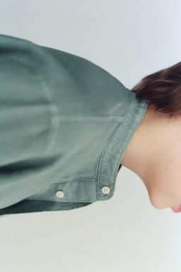 CAMISA CUELLO MAO CON LINO Y ALGOD?N / Verde - Zara фото 7