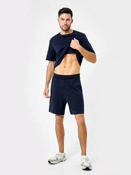 Комплект хлопковый мужской (футболка, шорты) в темно-синем цвете - Mark formelle фото 4