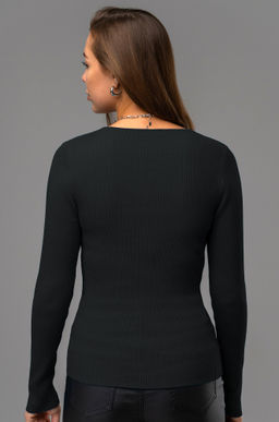 Женский джемпер в рубчик с V-вырезом Happyfox - Happy fox фото 4