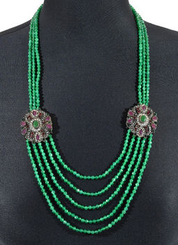 Колье нити из самоцветов с цирконами, 65см