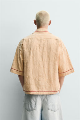 CAMISA BOXY FIT JACQUARD BORDADOS / Arena - Zara фото 3