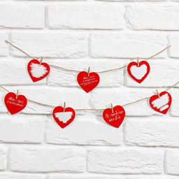 Гирлянда с прищепками и пожеланиями-валентинками Моей половинке, 7 штук