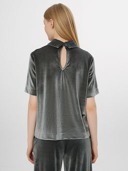 Поло велюровое женское зеленое