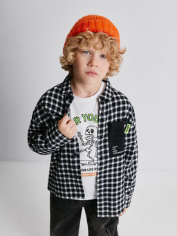 ACOOLA / Сорочка верхняя детская для мальчиков Pablu черно-белая клетка
